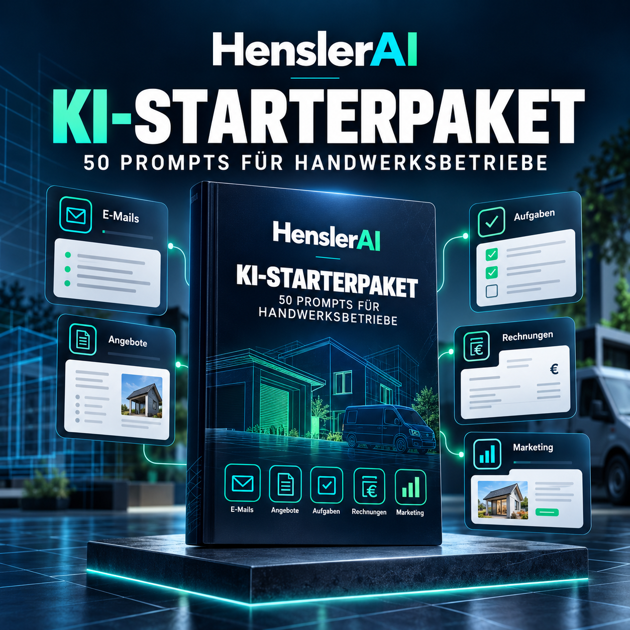 HenslerAI KI-Starterpaket mit 50 Prompts für Handwerksbetriebe